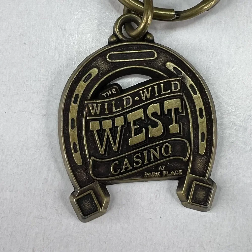 Vintage The WIld-Wild West Casino At Park Place Horseshoe Keychain Keyring 1.5